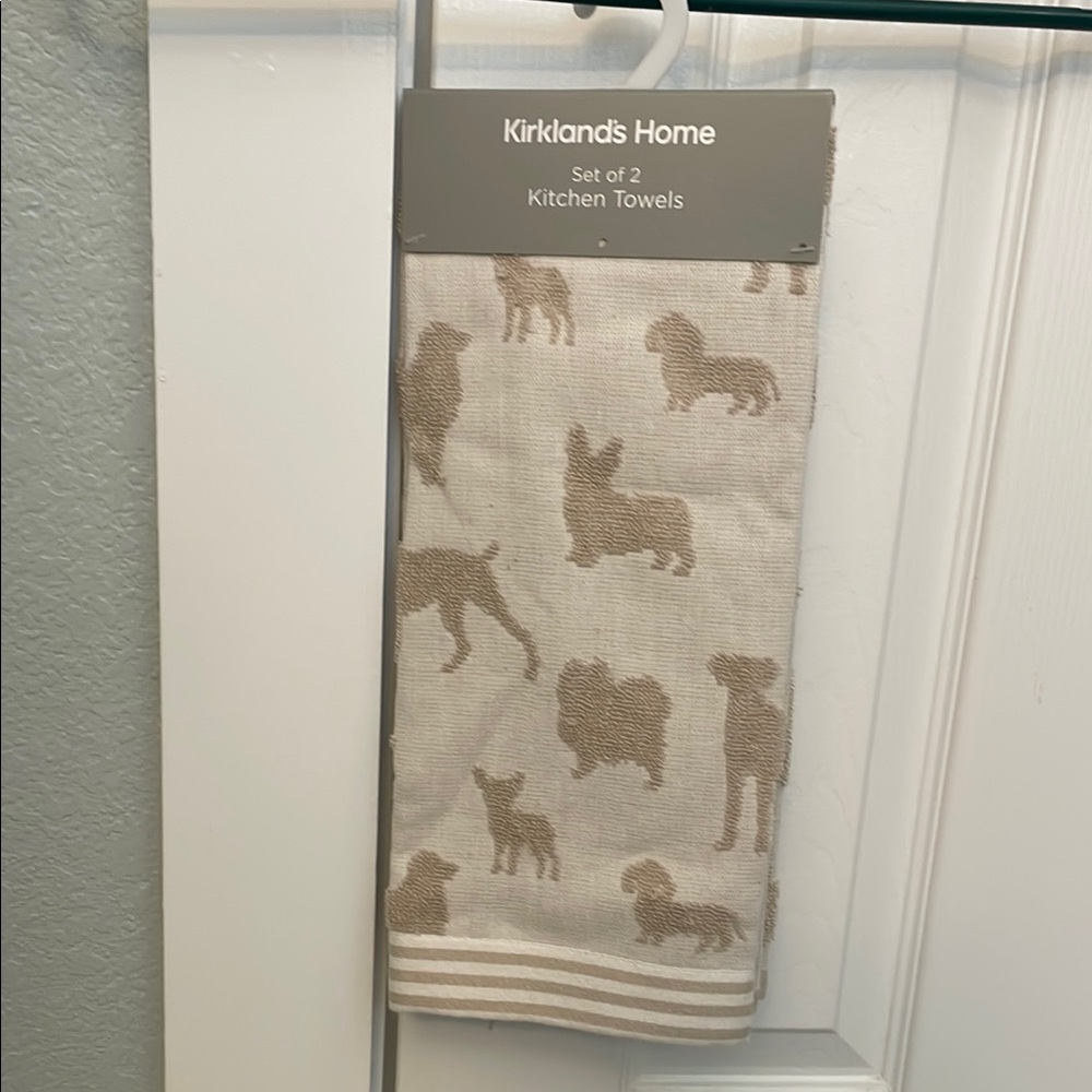 Kirkland's Home Beige Dog Pattern Kitchen Towels